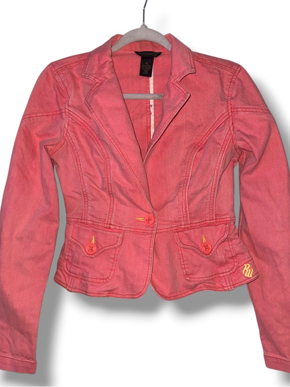 Rocawear pink denim buttoned peplum  blazer